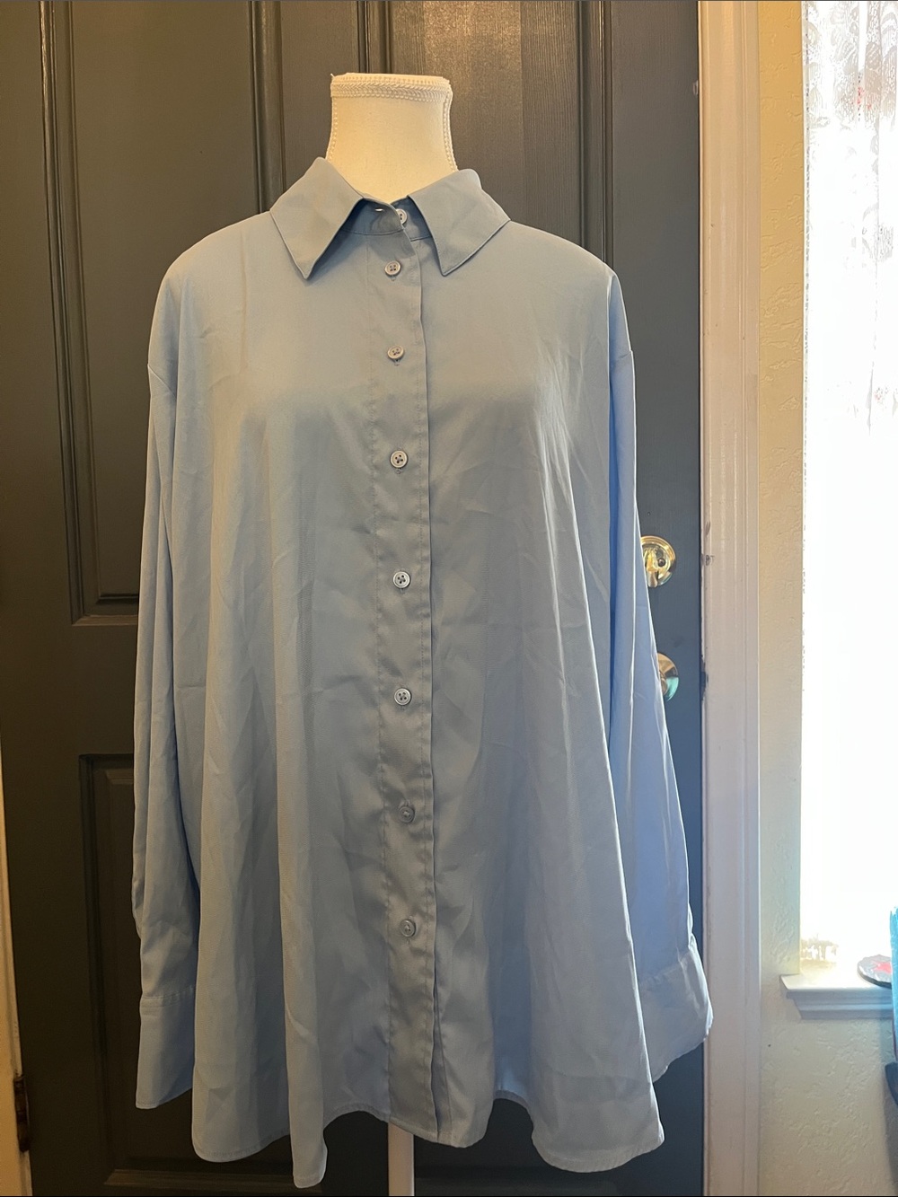 Lane Bryant Pale Blue Button-Up Blouse
